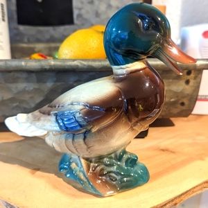 Vintage Mid Century Modern Porcelain Ceramic Mallard Duck Figurine.